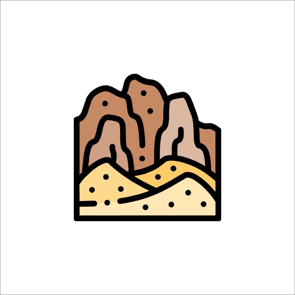 A desert landscape icon with a mountain in the background vector