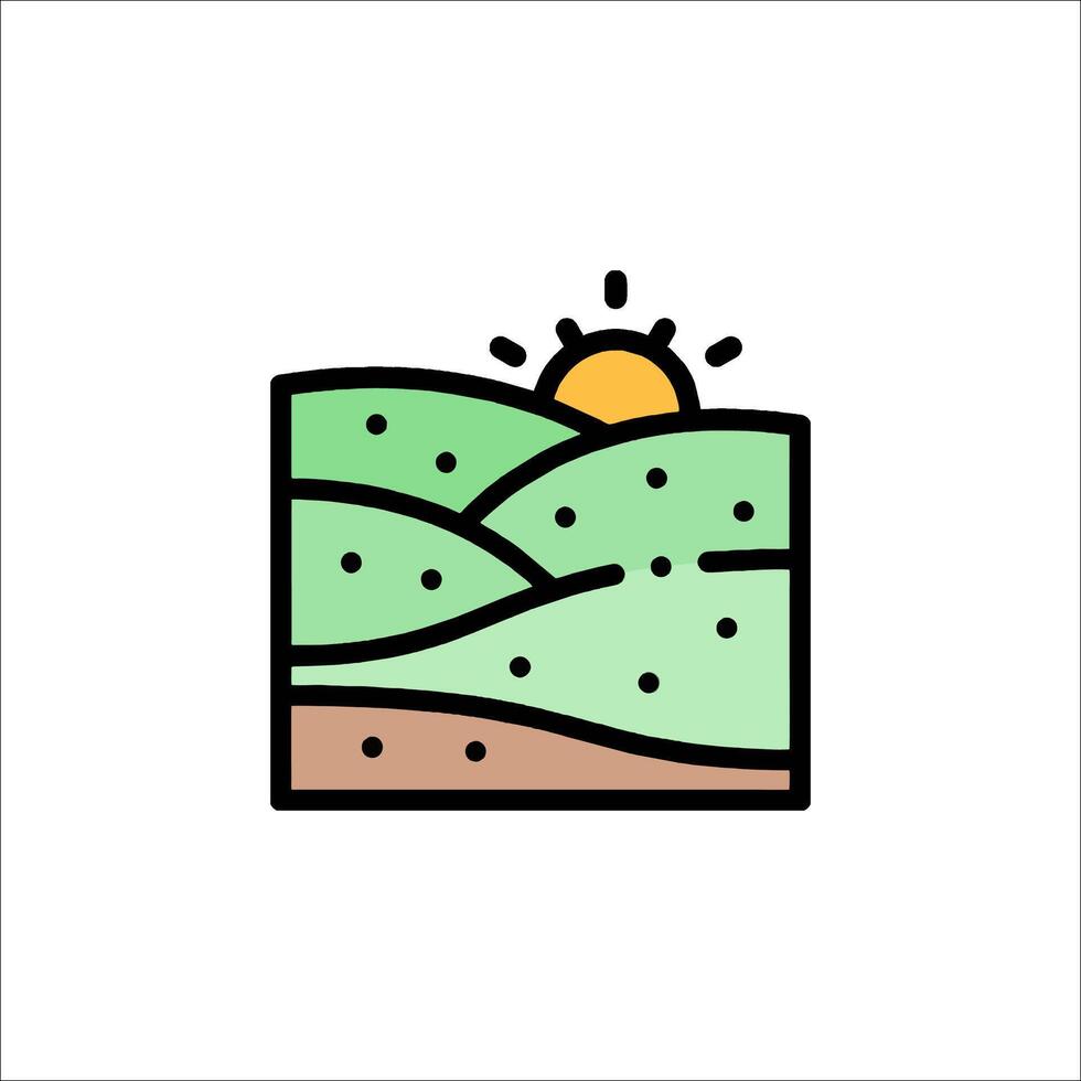 A landscape with a sun and clouds vector