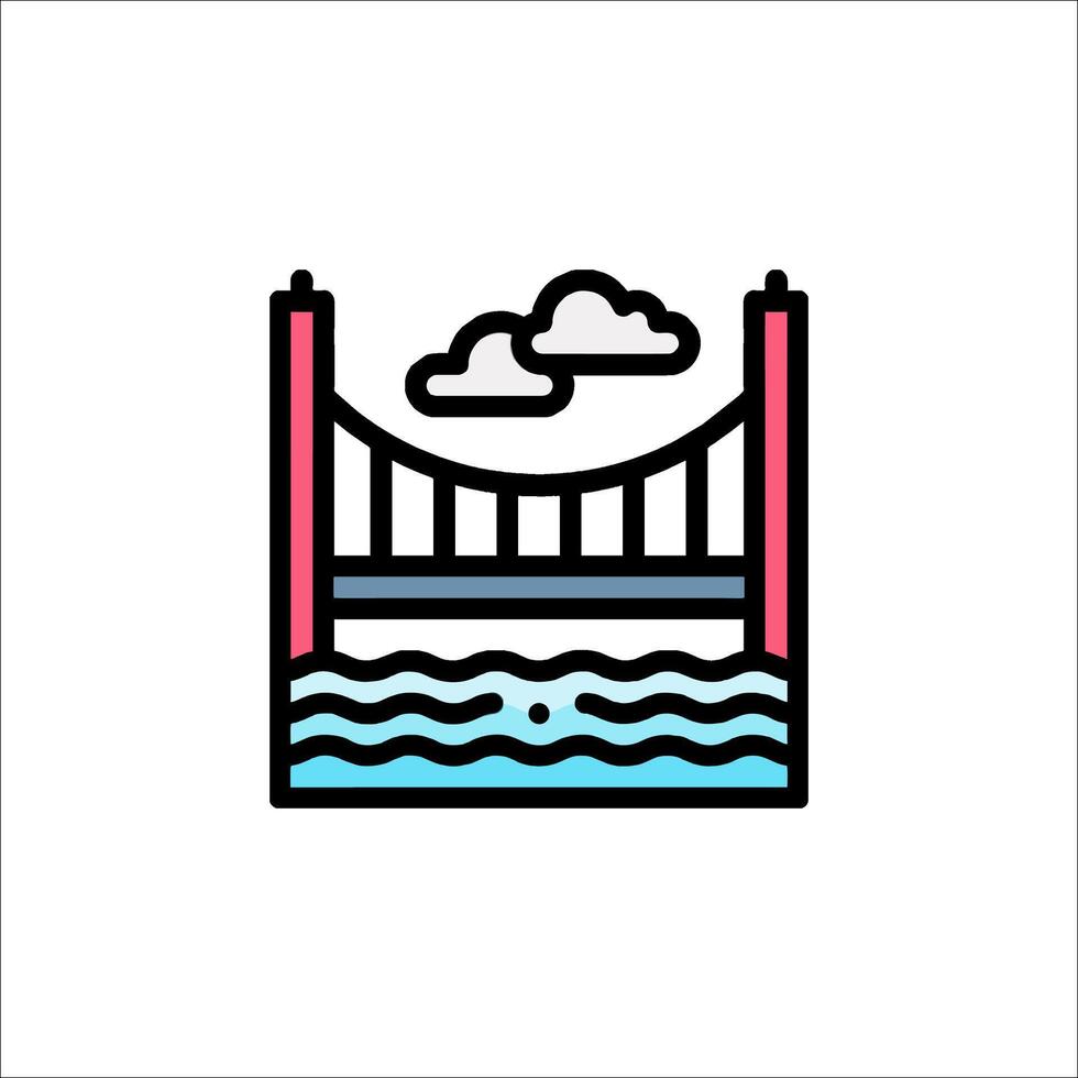 A bridge over water with clouds in the sky vector