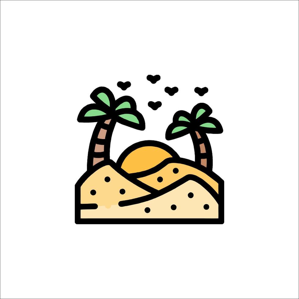 A beach with palm trees and a sun vector