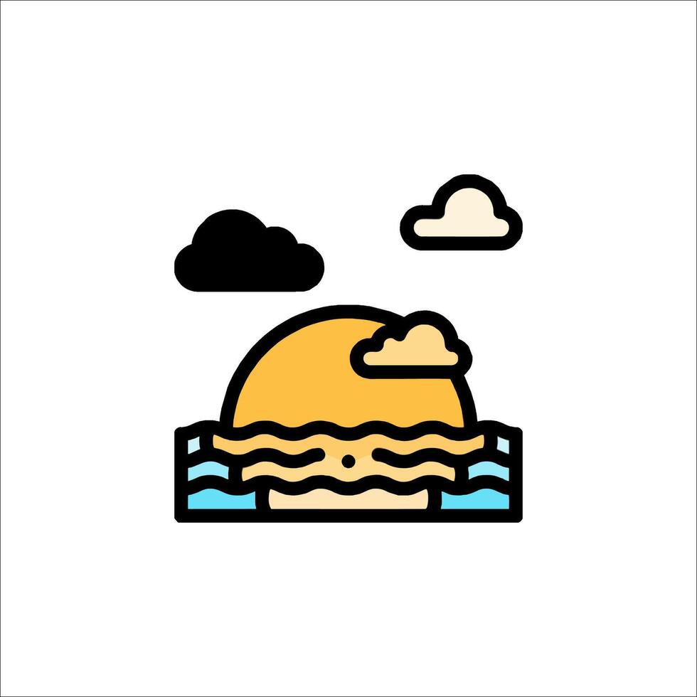 A sun and clouds icon with a wave vector