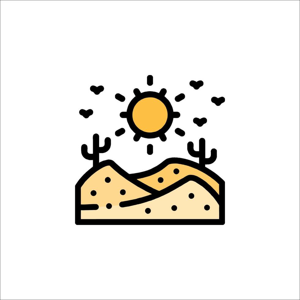 Desert landscape with cactus and sun icon vector