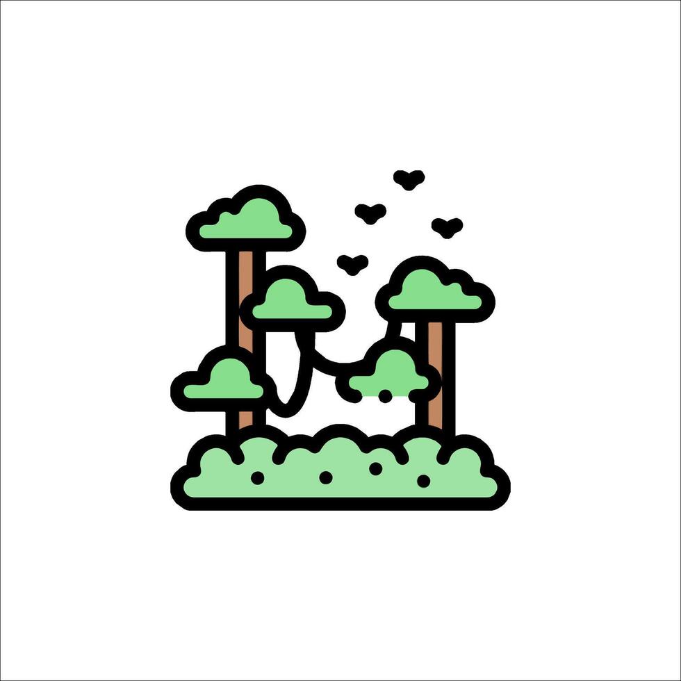 A green forest with trees and hearts vector