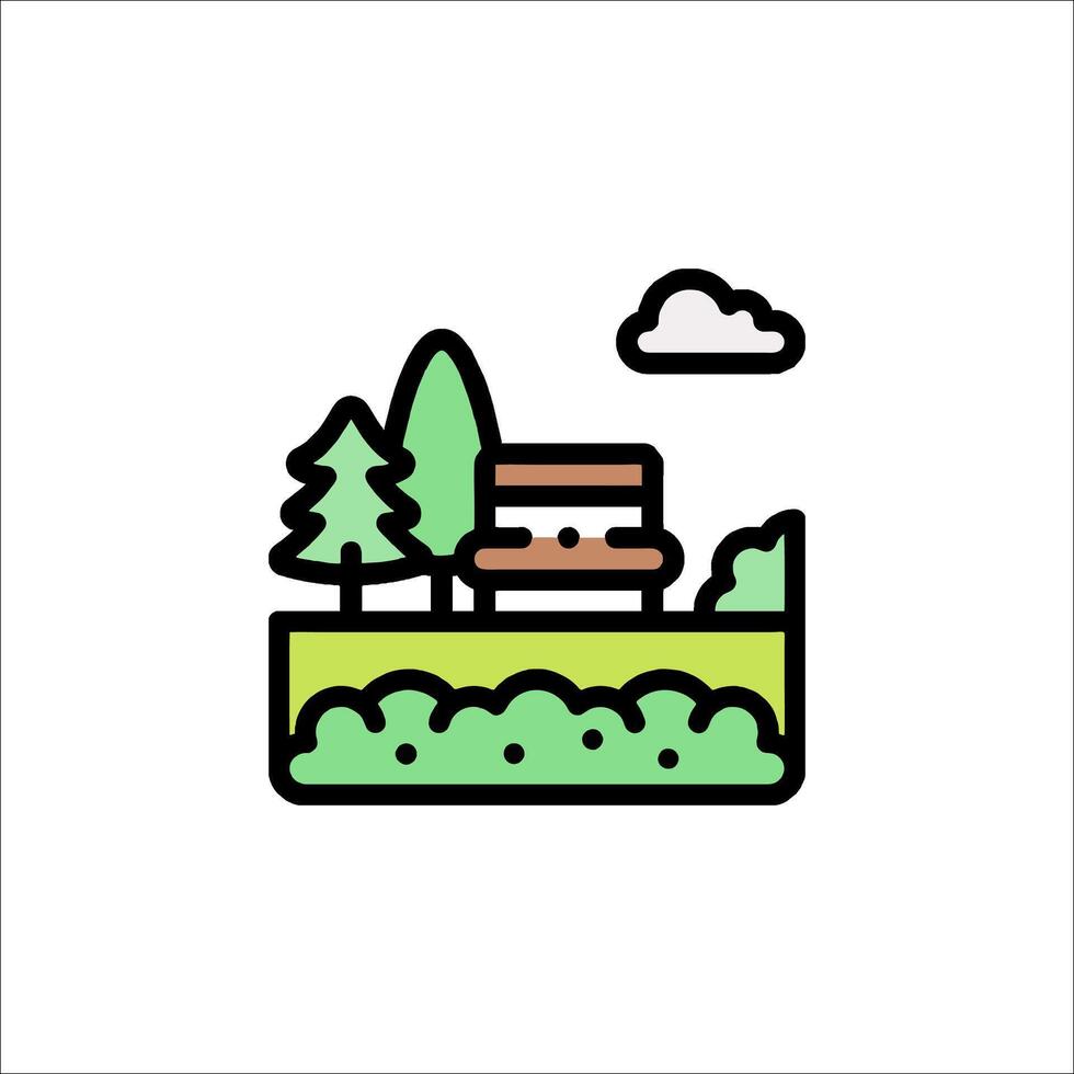 A house and trees on a hill with clouds in the background vector