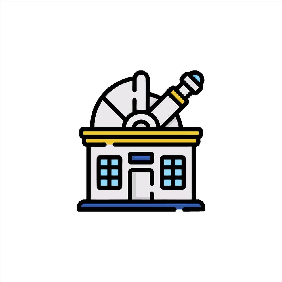 A building with a telescope on top of it vector