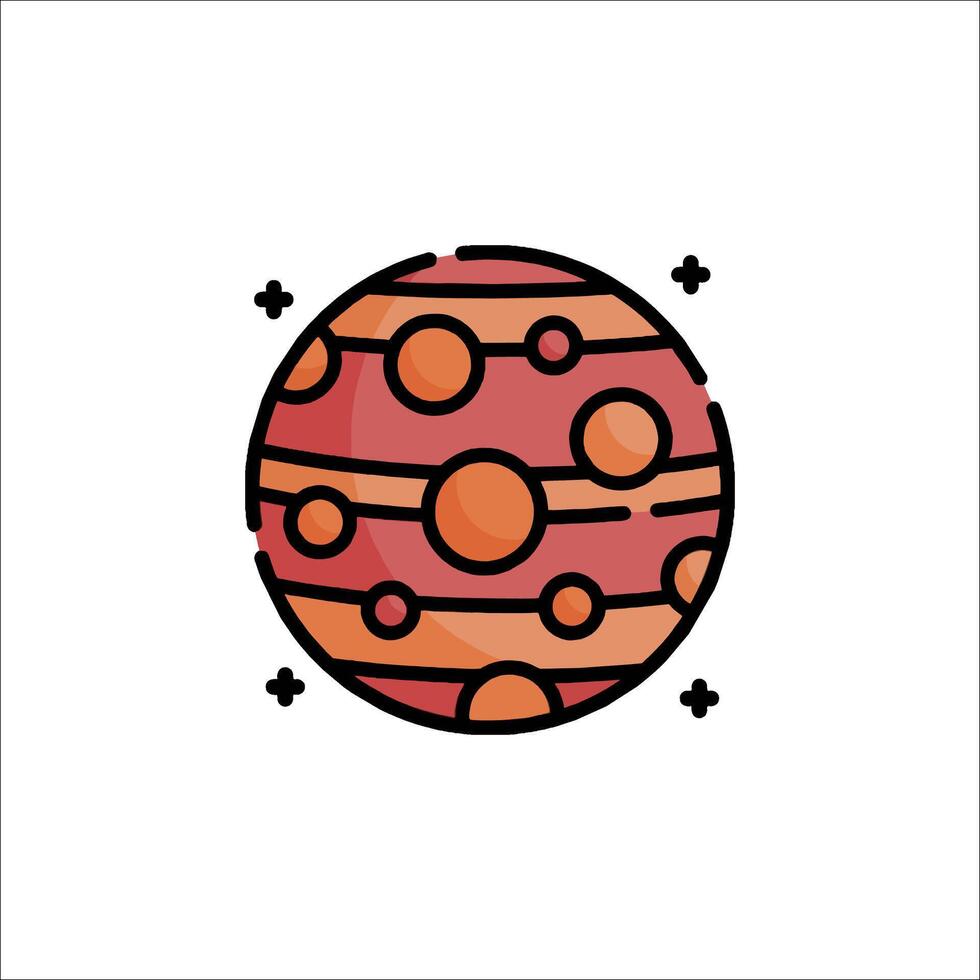 A cartoon planet with orange and red dots vector