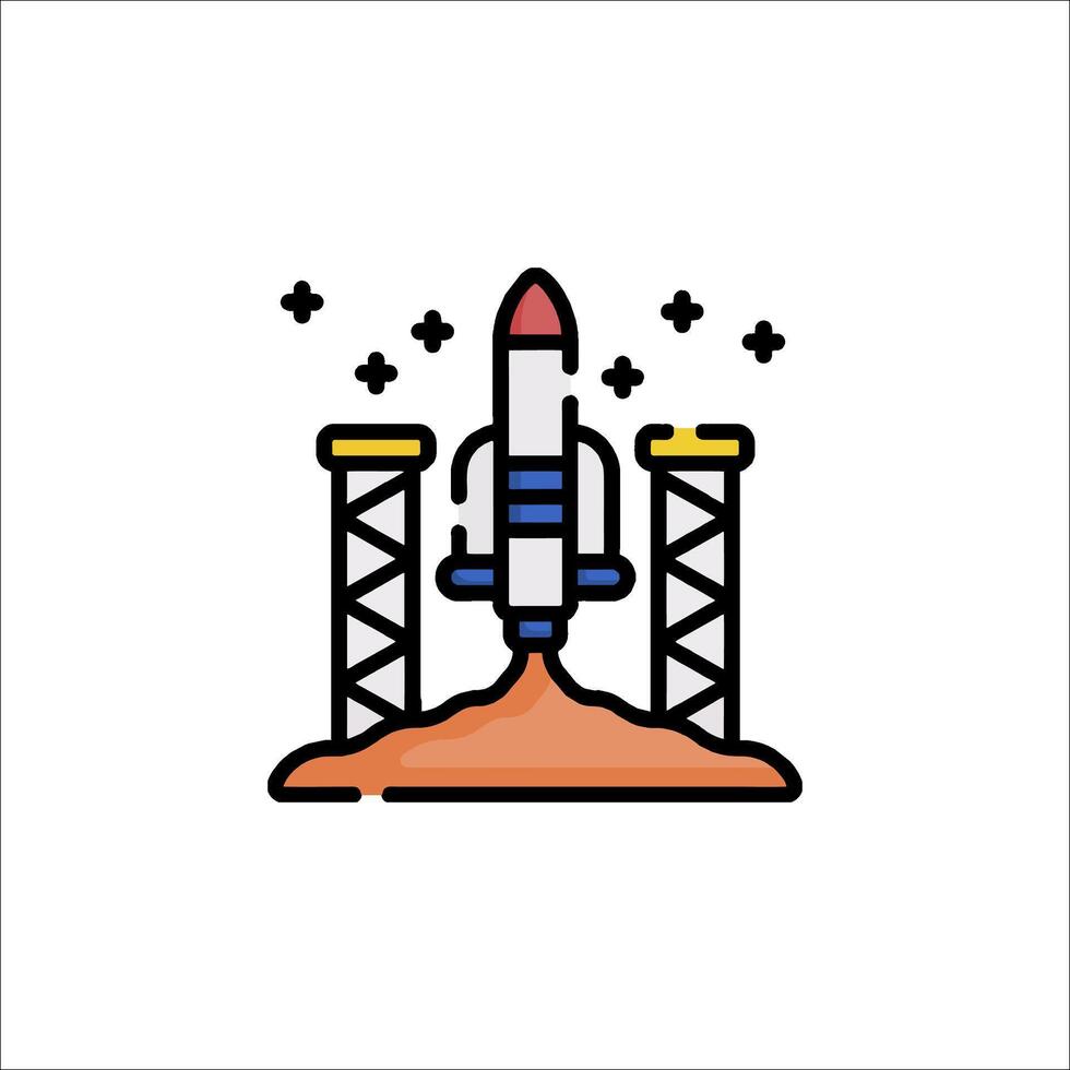 A rocket is launching into space on a white background vector