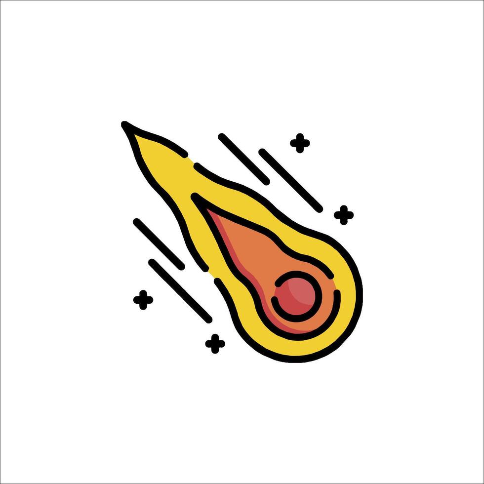 A rocket with a red and yellow flame on it vector