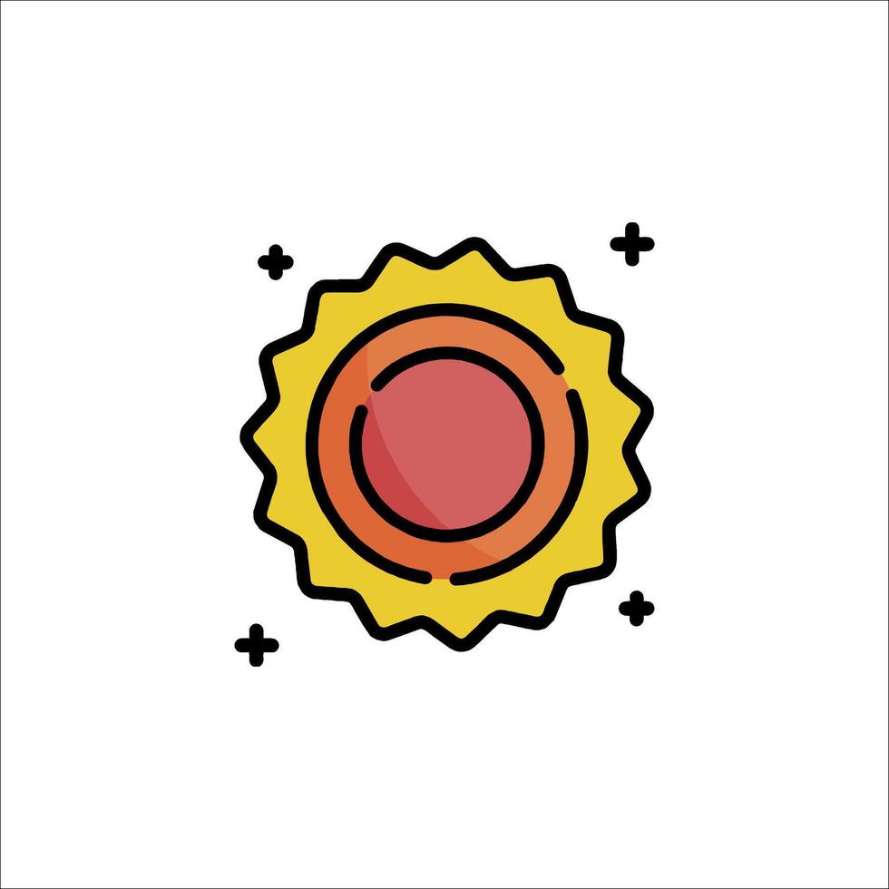 A sun icon with a red and yellow star vector