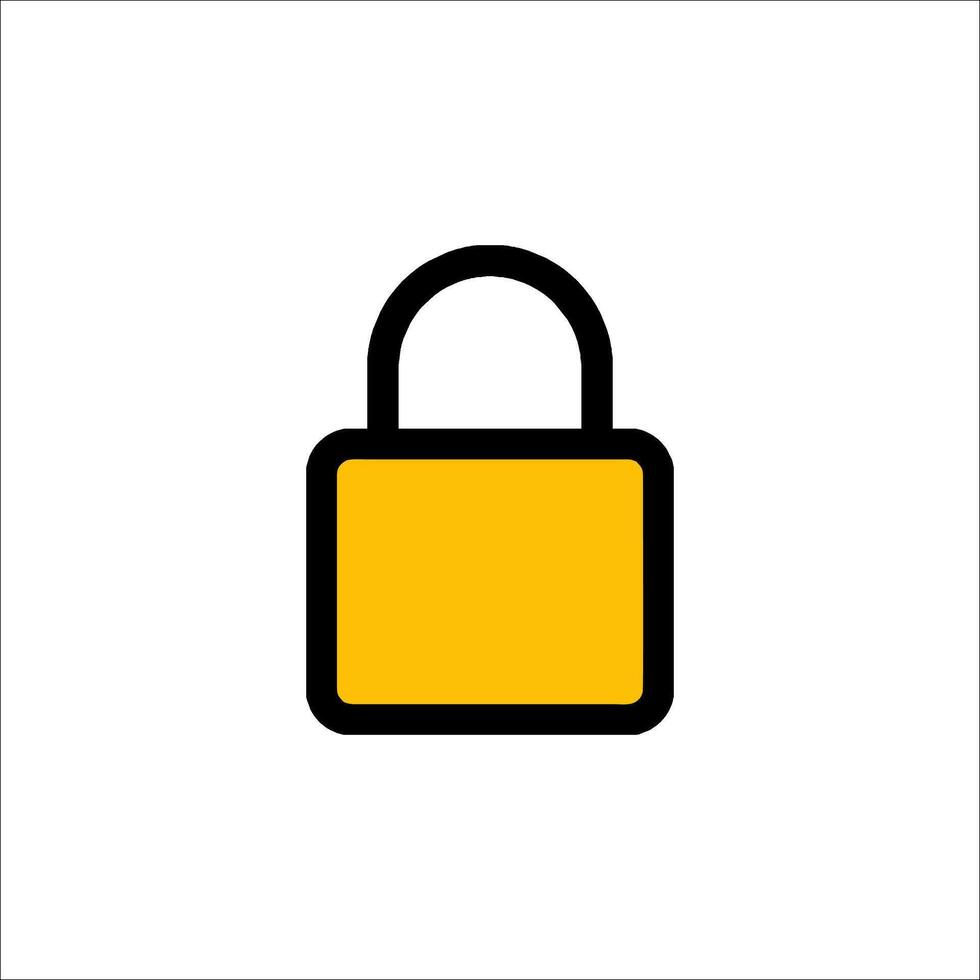 A yellow lock icon on a white background vector