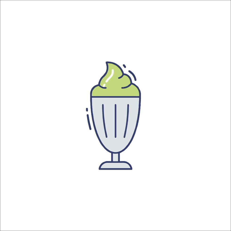 A green smoothie in a glass with a straw vector