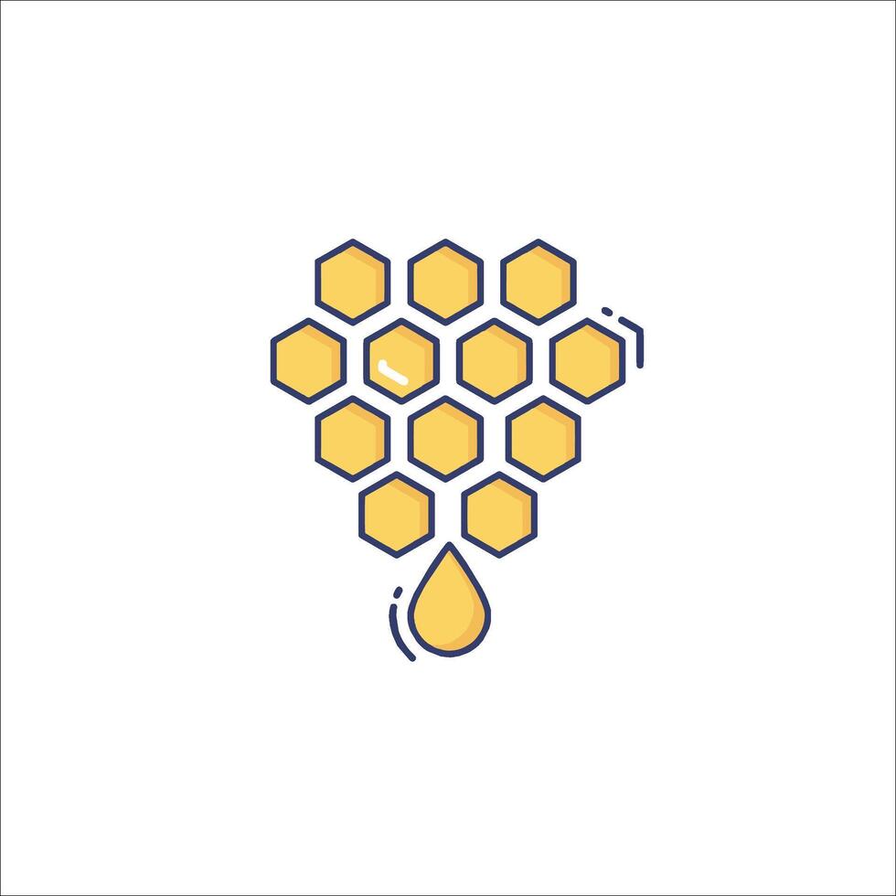 Honeycomb icon with a drop of honey vector