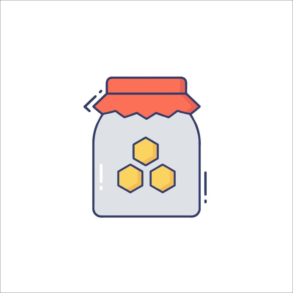 A jar with honey and a bee on it vector