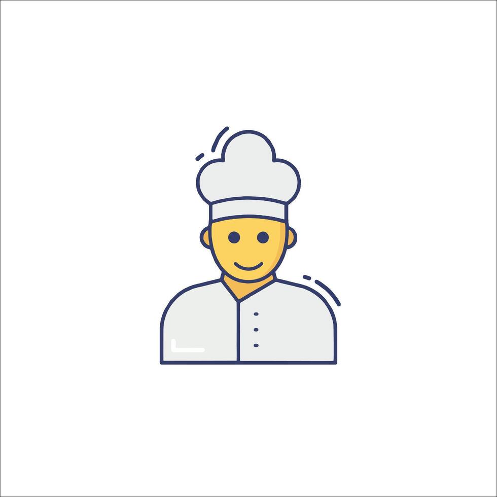 A chef icon with a hat on his head vector