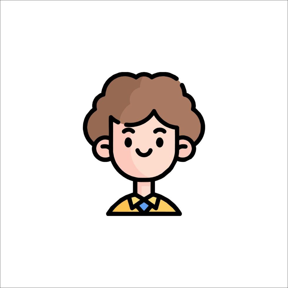 A boy with curly hair in a yellow shirt vector