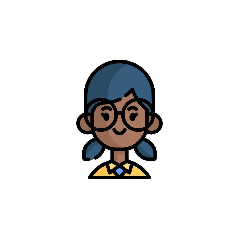 A cartoon girl with glasses and a tie vector