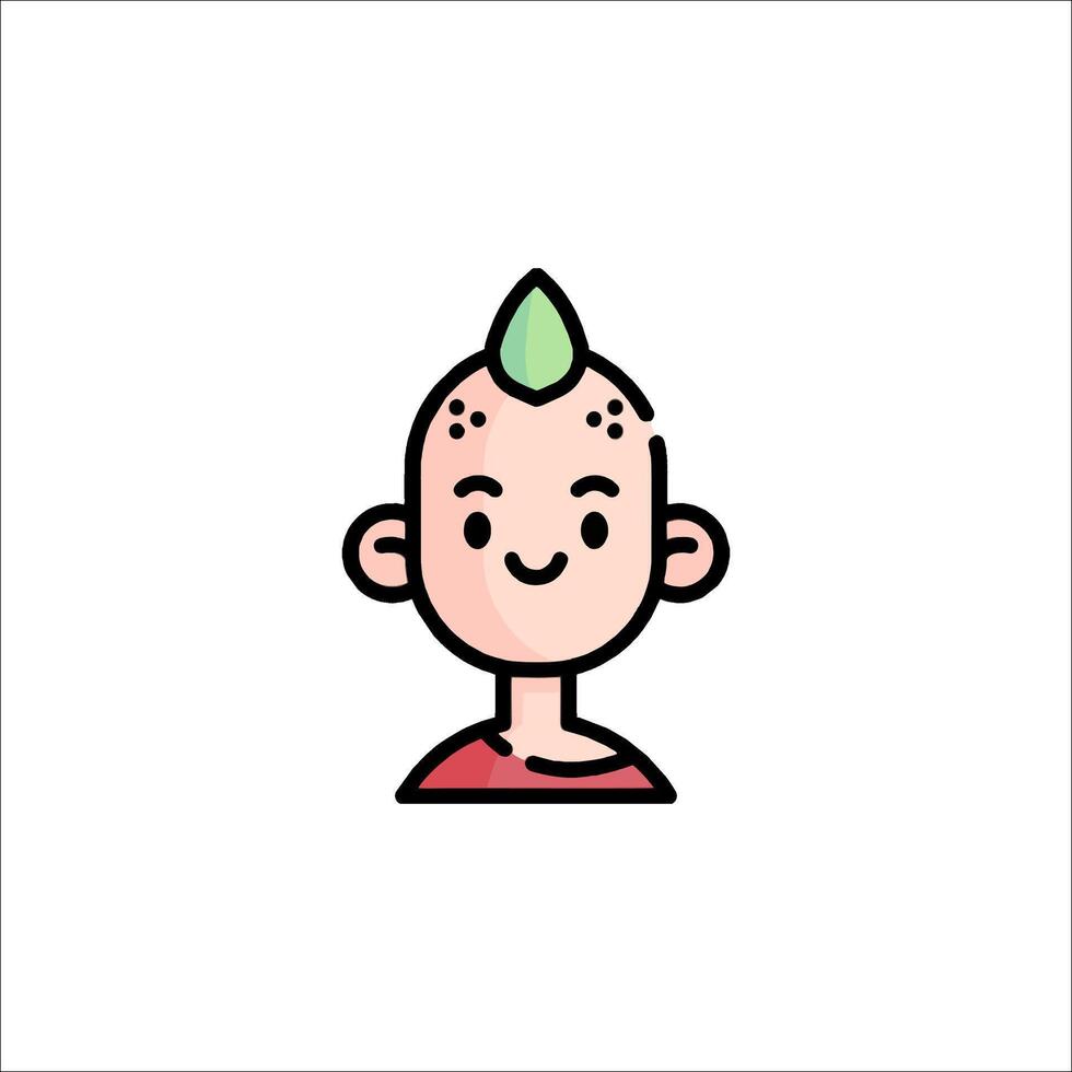 A cartoon character with a mohawk on his head vector