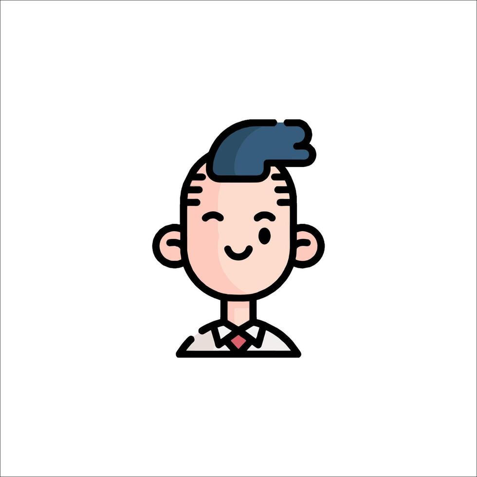 A cartoon man with a mohawk and a tie vector