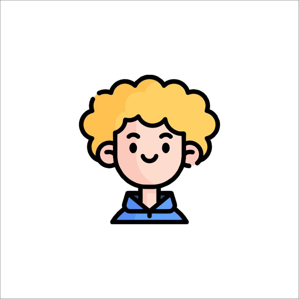 A boy with curly hair icon vector