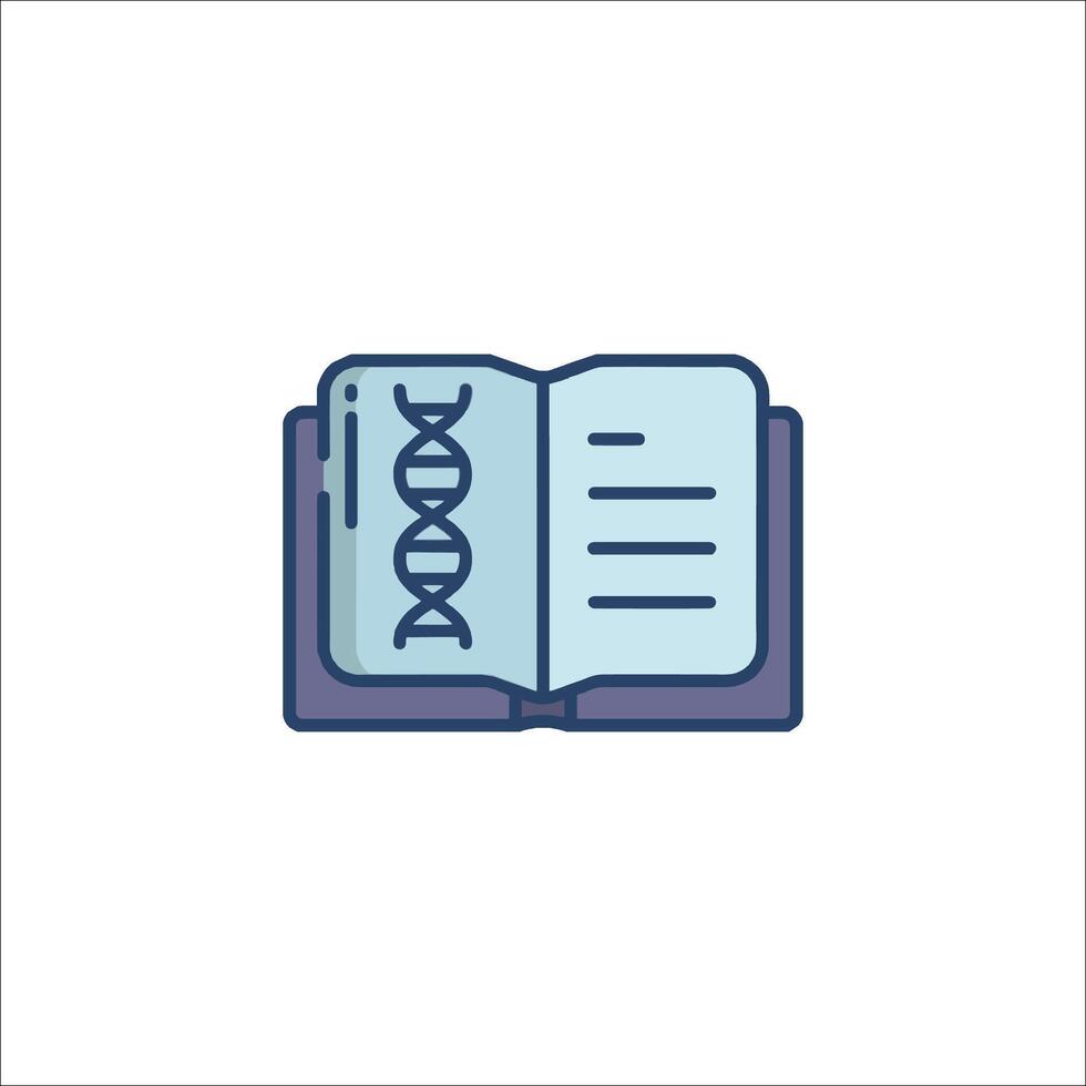 An open book with a dna molecule on it vector