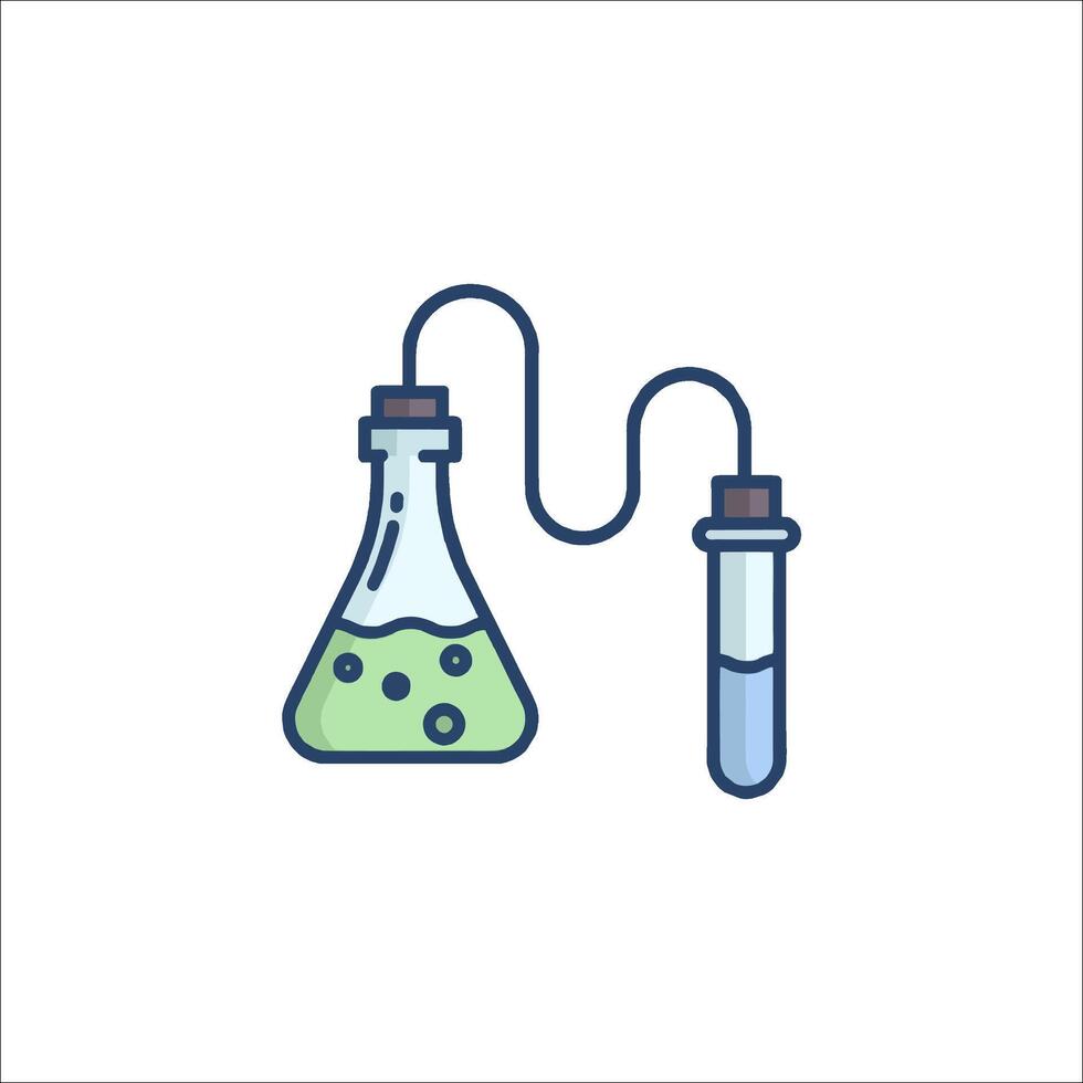 A laboratory flask with a test tube and a liquid vector