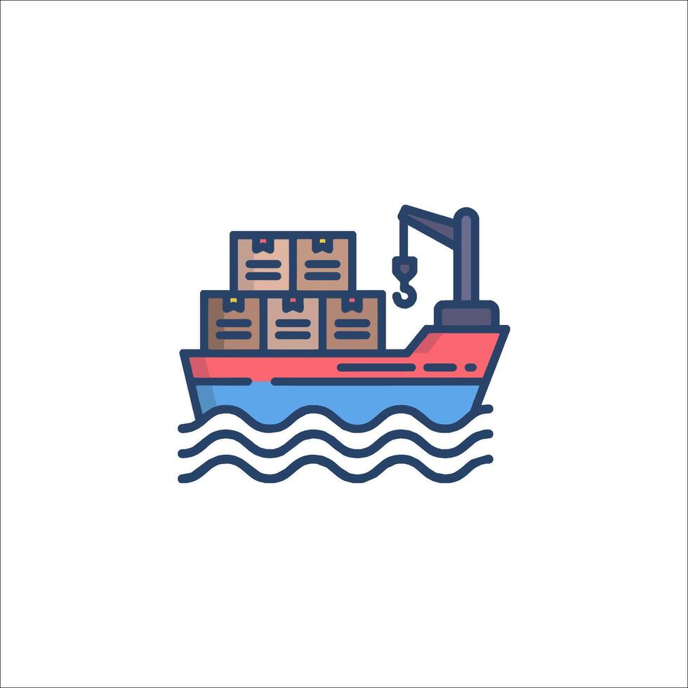 A cargo ship with boxes on it vector