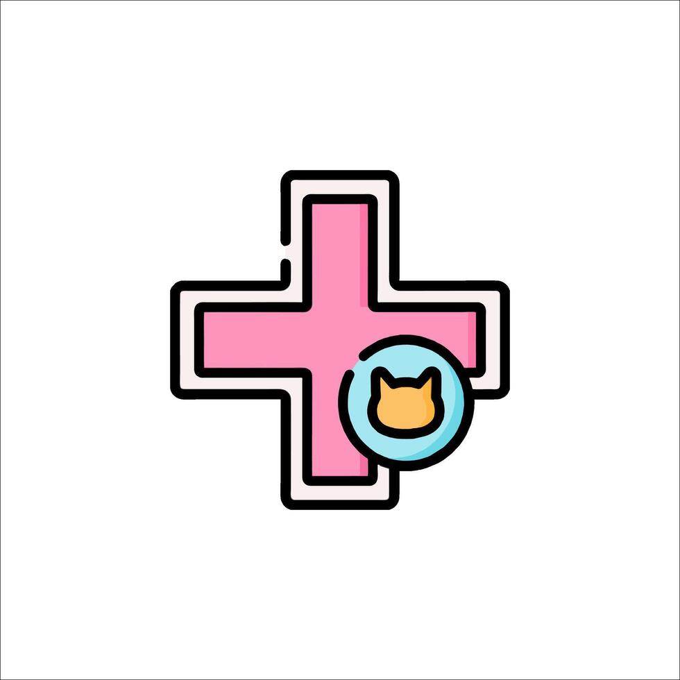 A pink cross with a cat on it vector