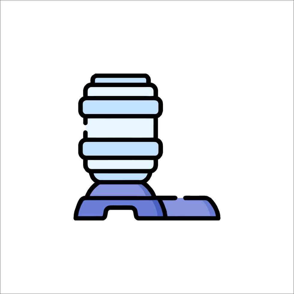 A blue and white icon of a water bottle vector