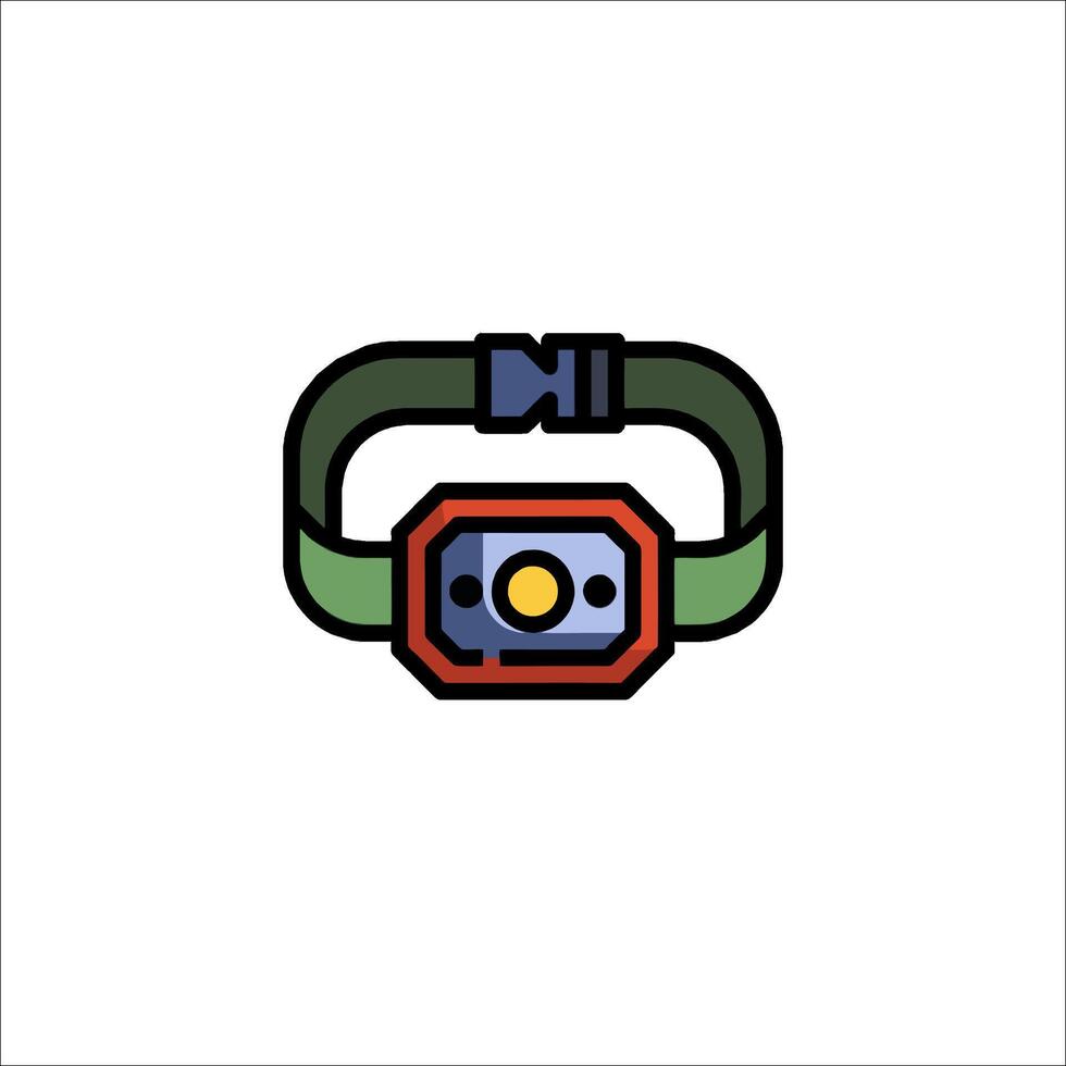 A logo for a flashlight with a light on it vector