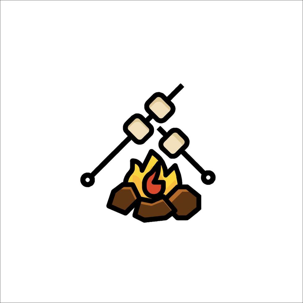 A campfire with marshmallows and sticks vector