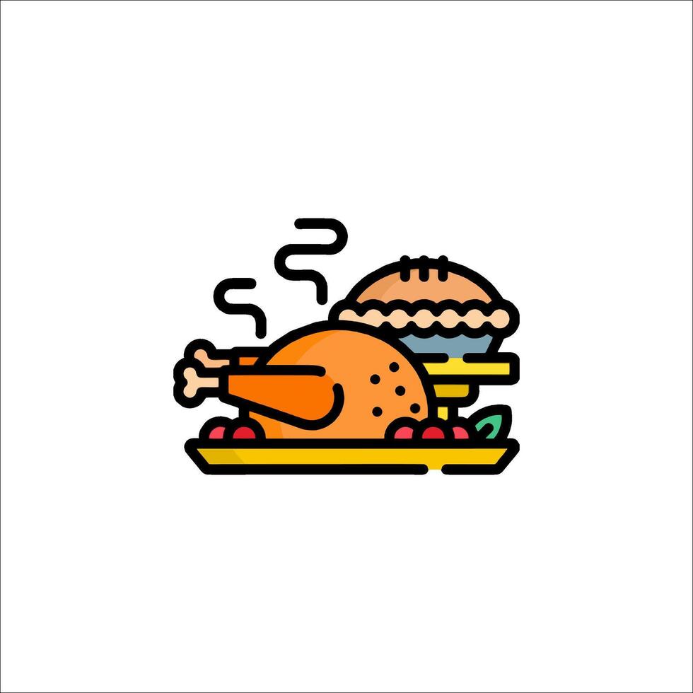 Thanksgiving dinner icon vector