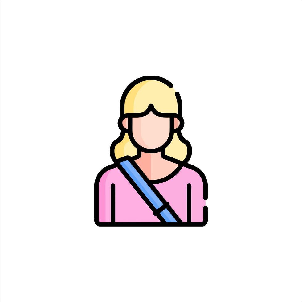 A woman with a blue strap on her shoulder vector