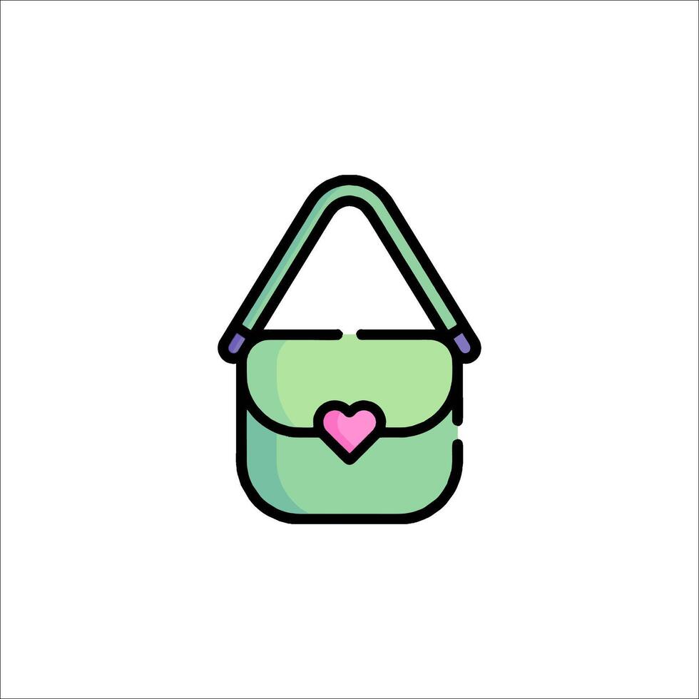 A green purse with a heart on it vector