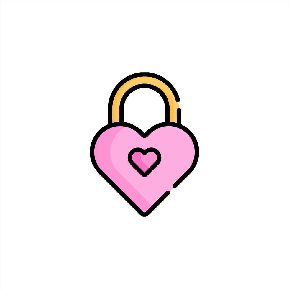 A pink heart lock icon on a white background vector