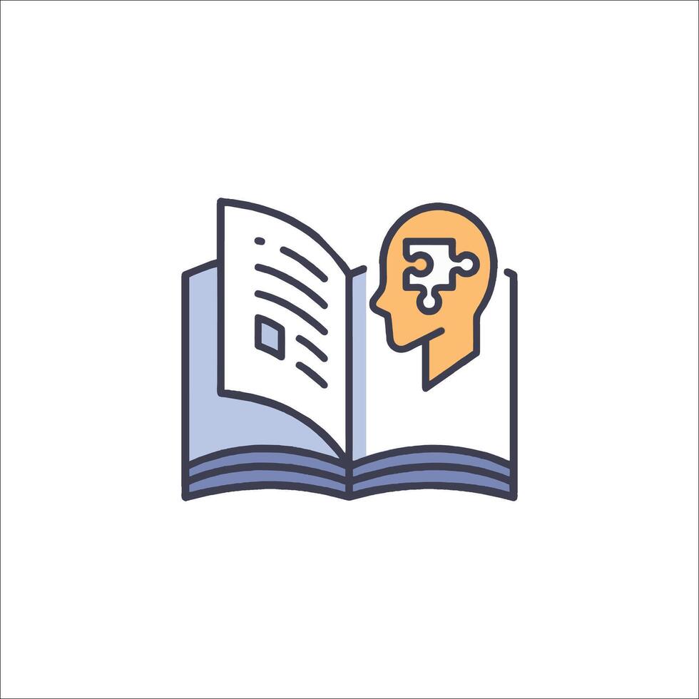 An open book with a brain inside it vector