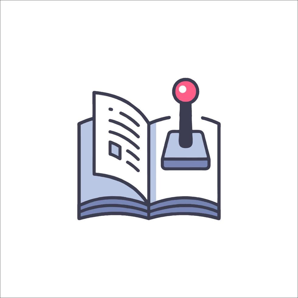 A book with a stamp on it and a pen vector