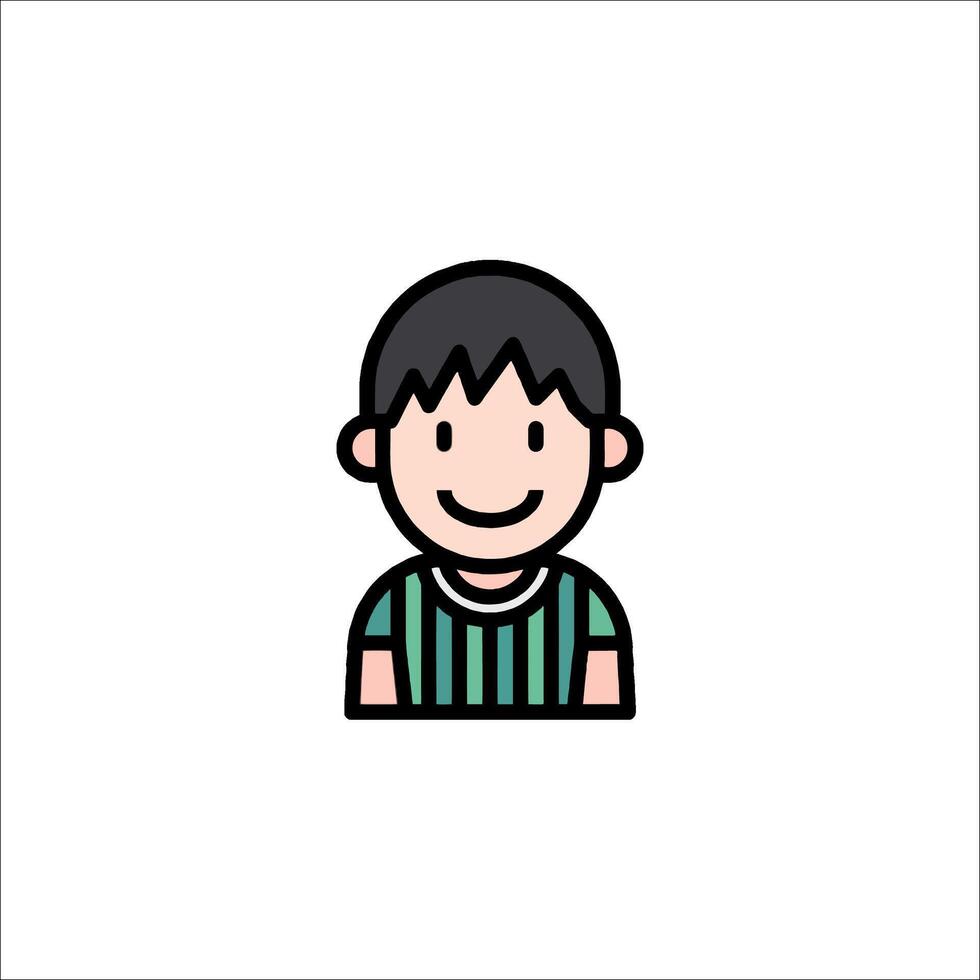 A boy avatar icon in a green and black striped shirt vector