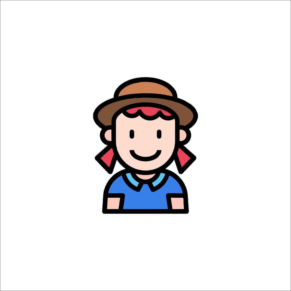 A woman in a hat icon vector