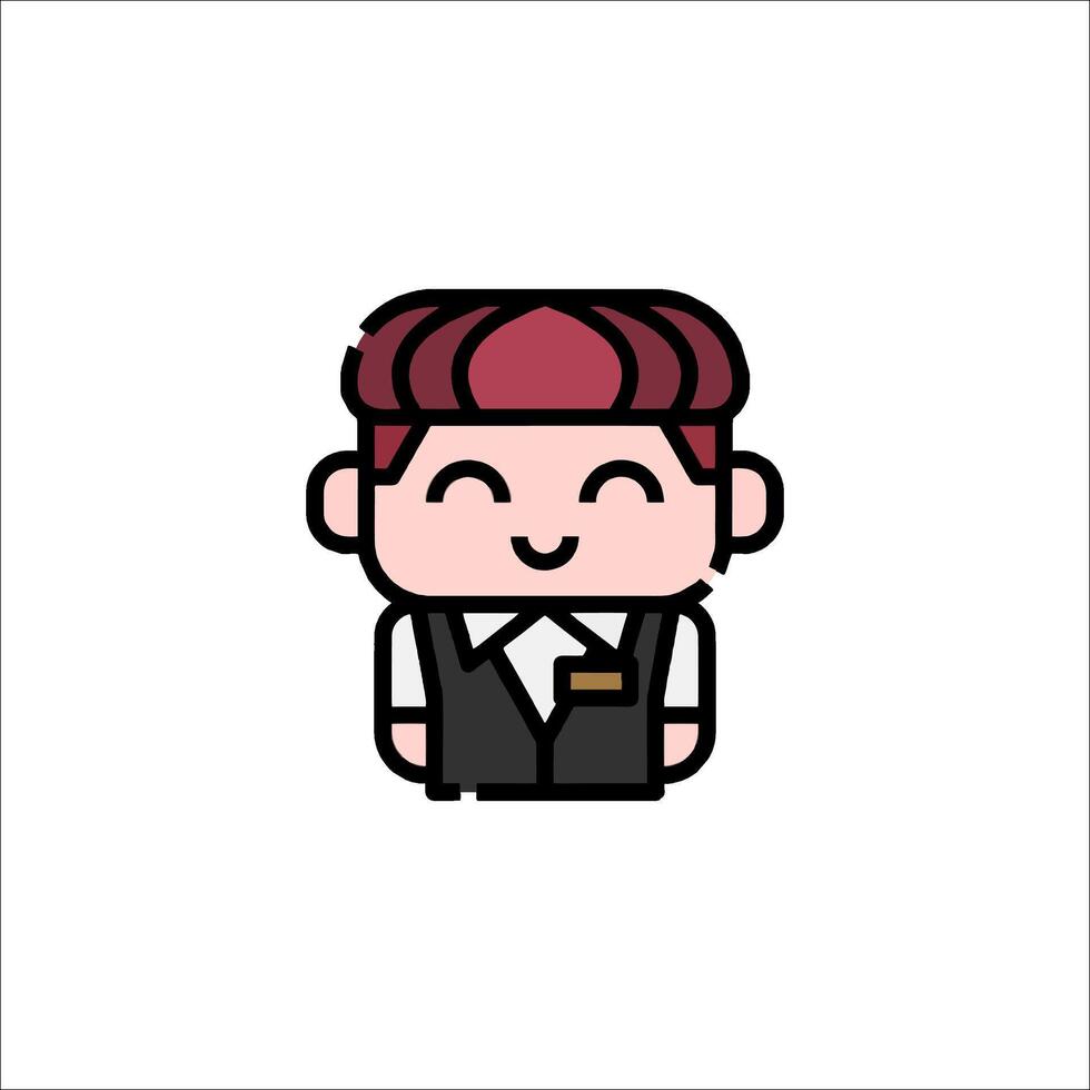 A cartoon character with a red hair and a black vest vector