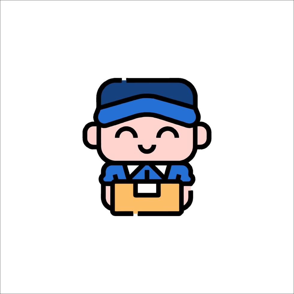 A cartoon character holding a box vector
