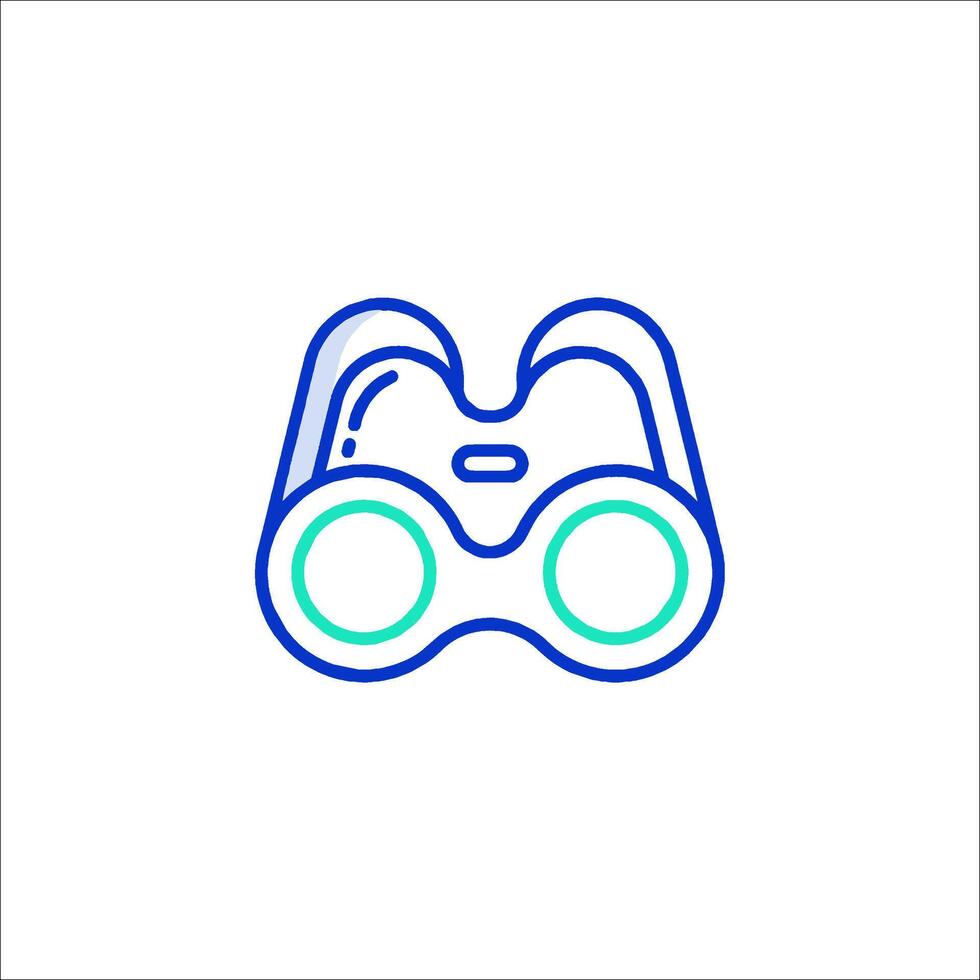 A blue and green binoculars icon vector