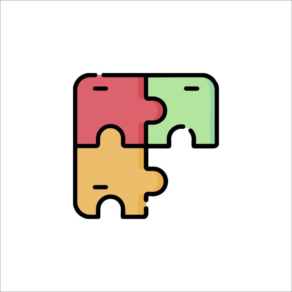 A puzzle piece with two pieces of different colors vector