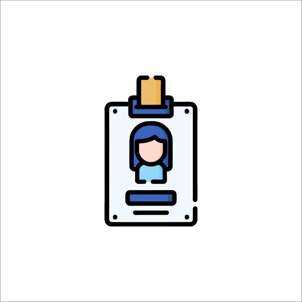 A person in a badge icon vector