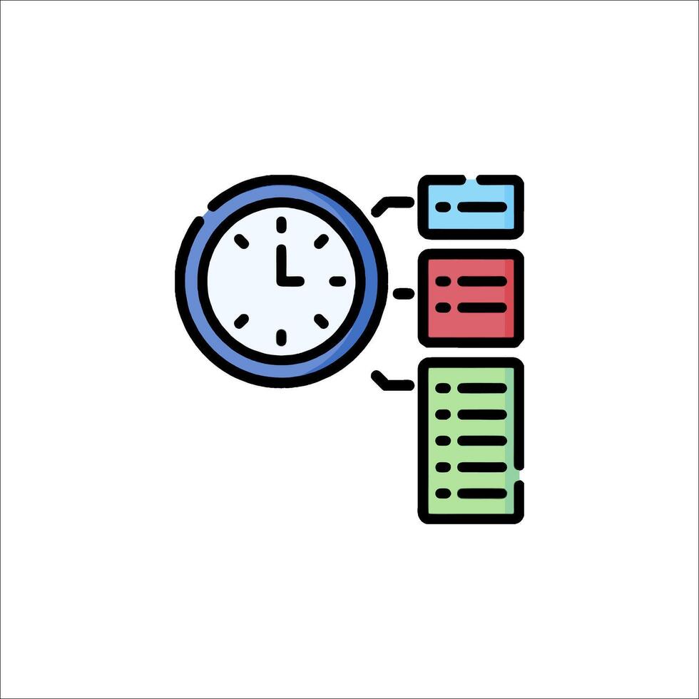 A clock and a folder icon on a white background vector