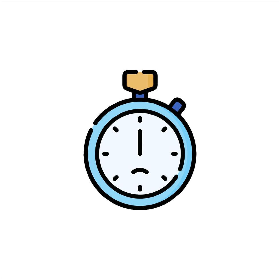 A stopwatch icon with a sad face vector