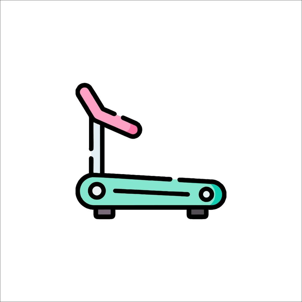 A flat line drawing of a treadmill vector