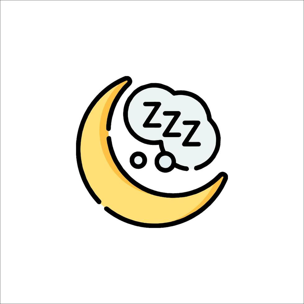 A cartoon crescent with a sleeping brain vector