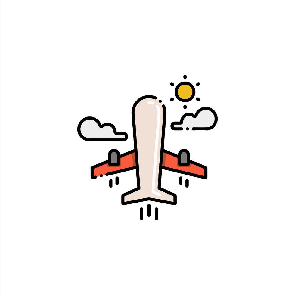 Airplane icon with sun and clouds vector