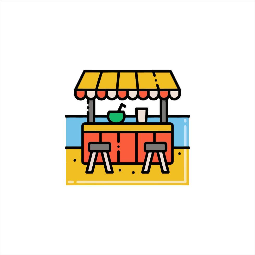 A beach bar with a table and chairs vector