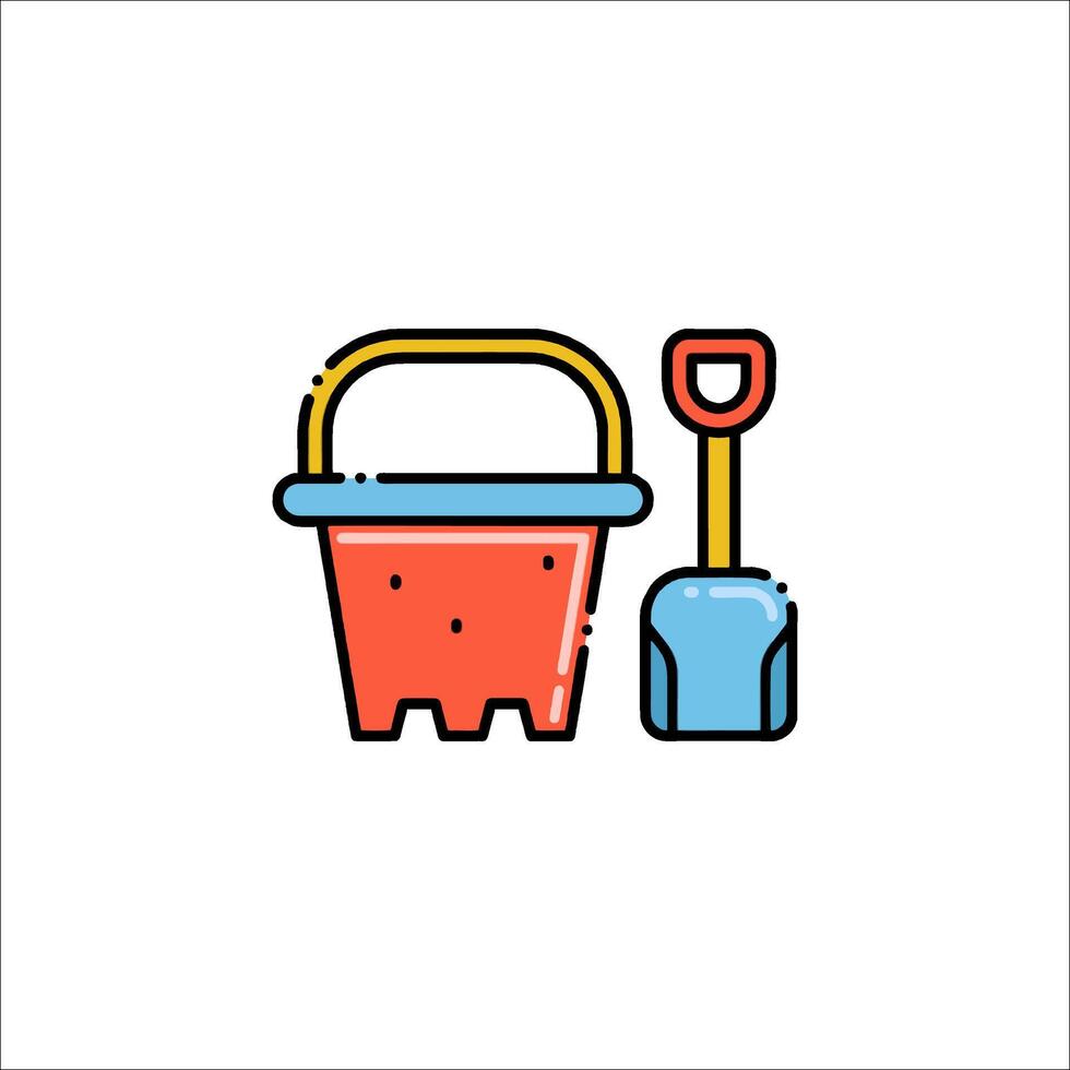 A bucket and shovel icon on a white background vector